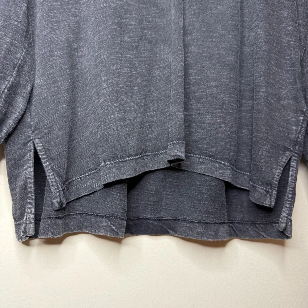 ANTHRO PILCRO Cozy Boho Balloon Sleeve Acid Wash Out Black Quarter Button Shirt - Picture 6 of 9